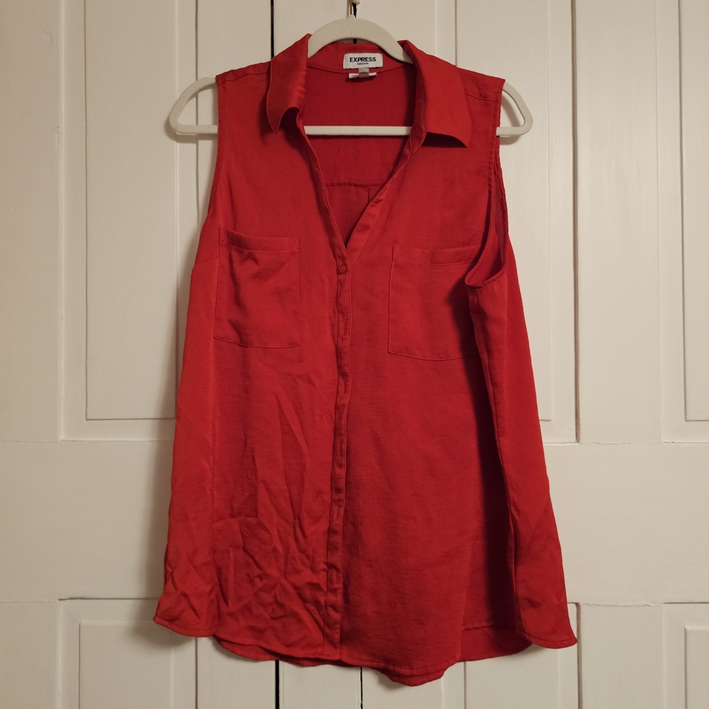 Express Vibrant Red Sleeveless Blouse